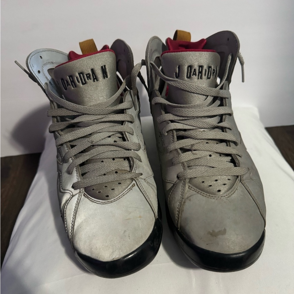 Jordan Men's Gray Sneakers with Red Accents